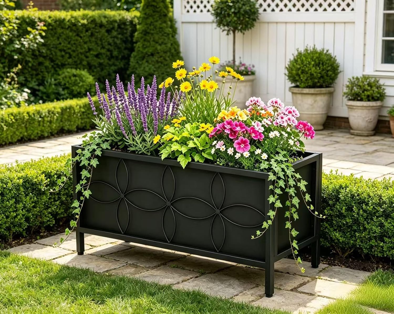 Zhongma Sturdy Raised Garden Bed with Inner Fabric Liners for Vegetables Flower, Planter Box for Backyard Patio
