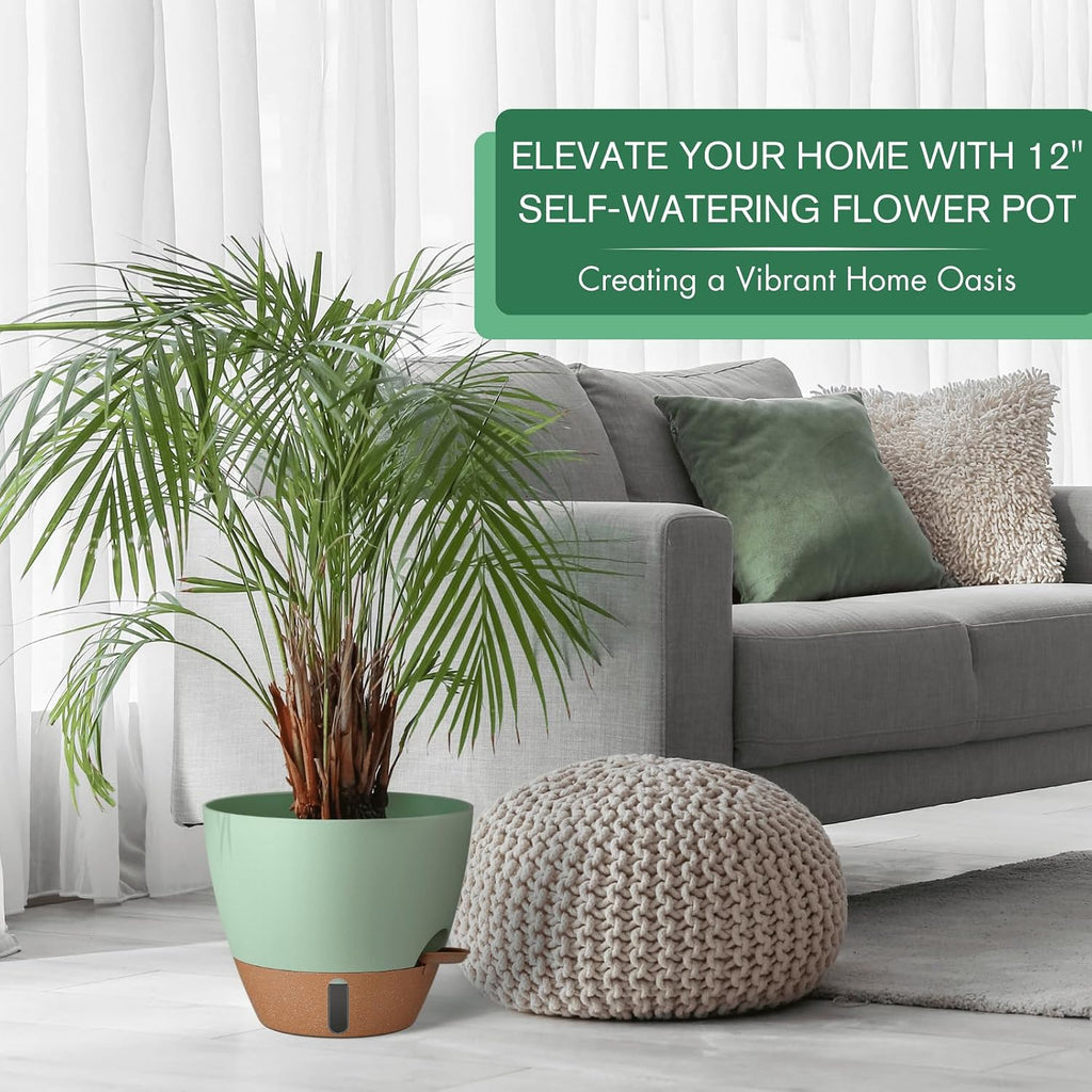 montresor 12/10/8 Inch Self Watering Pots for Indoor Plants Plastic Large Pot for Outdoor Plants, Water Level Window &
