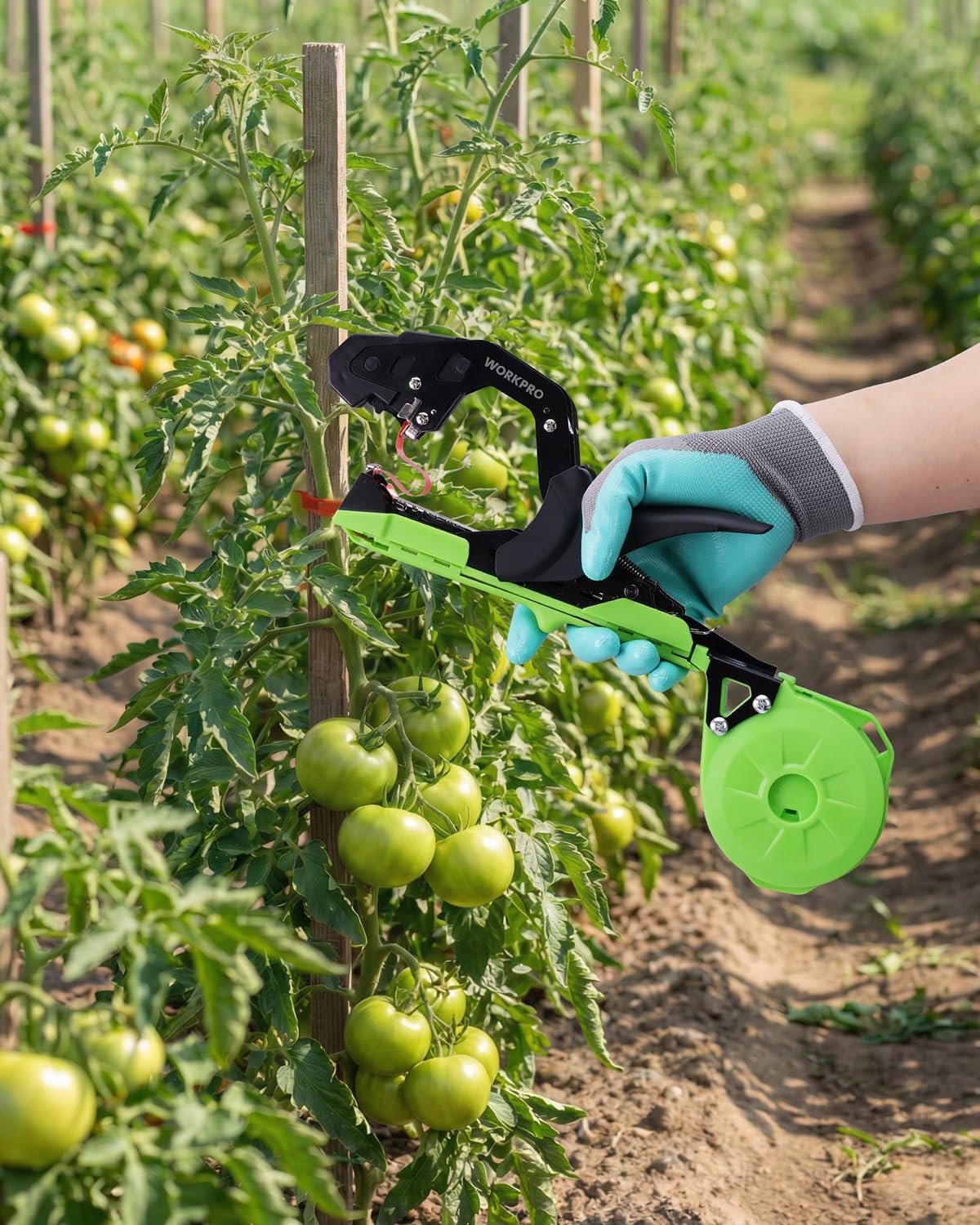 WORKPRO Plant Tying Machine with Gloves & 20 Rolls of Tape & 10,000 Staples | Lightweight Tape Gun for Tying Vines and