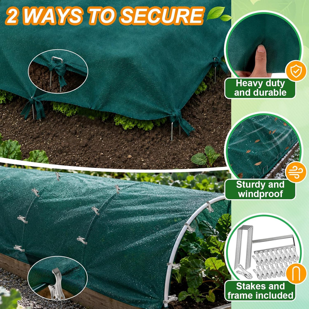 Plant Covers Freeze Protection, 10ft x 50ft 1.41 oz/yd² Frost Cloth Plant Blankets Floating Row Covers with 35