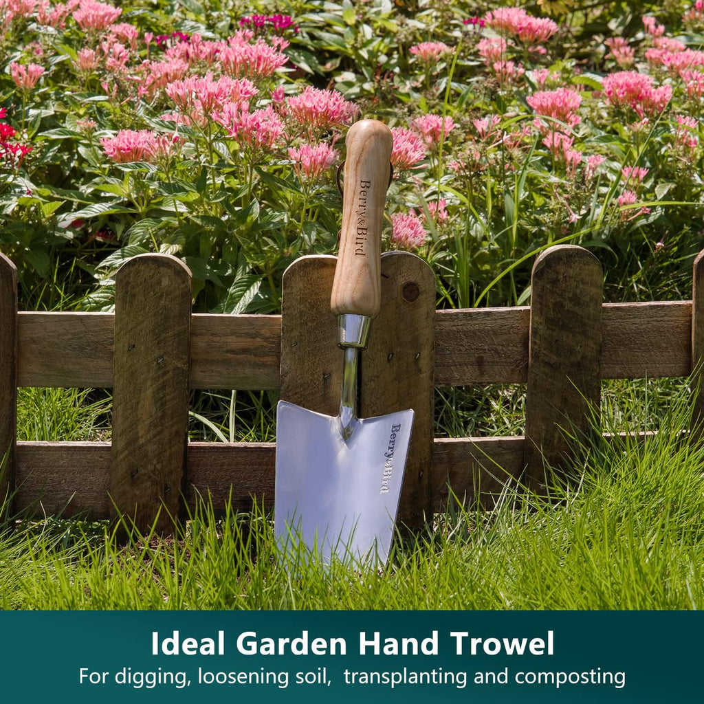 Berry&Bird Gardening Hand Tool Set - 3PCS Stainless Steel Garden Tool Kit Multifunctional Tool with Wooden Handle