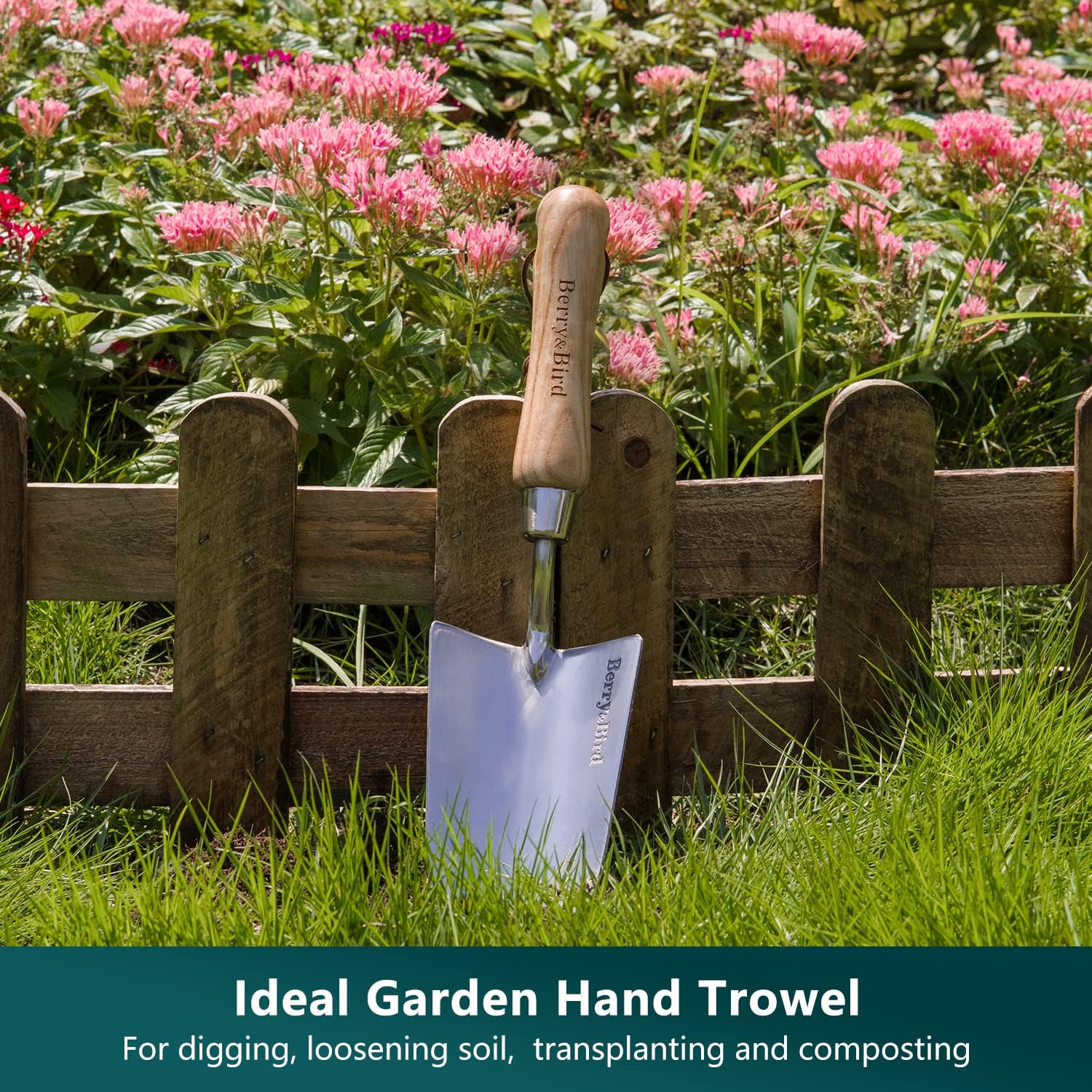 Berry&Bird Gardening Hand Tool Set - 3PCS Stainless Steel Garden Tool Kit Multifunctional Tool with Wooden Handle