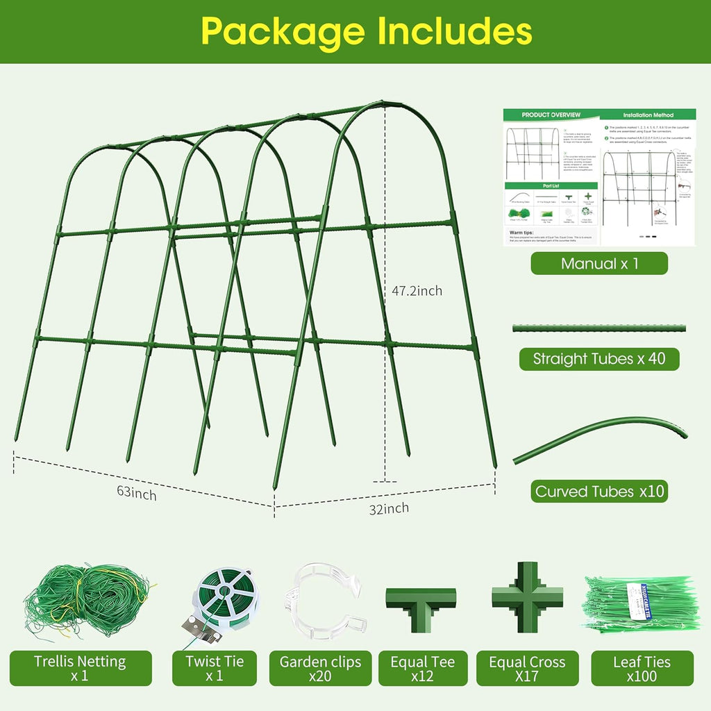 Cucumber Trellis for Raised Bed,U-Shape Garden Trellis for Climbing Plants Outdoor, Metal Arch Vegetables Trellis