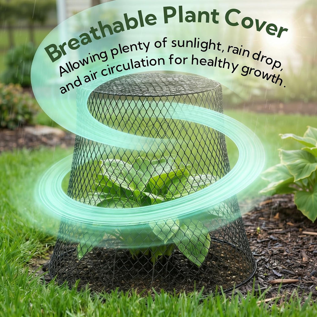 SOUJOY 10 Pcs 8"x8" Chicken Wire Plant Protect Covers, Metal Garden Cloche | UV-Resistant, Rustproof Metal Mesh with 30