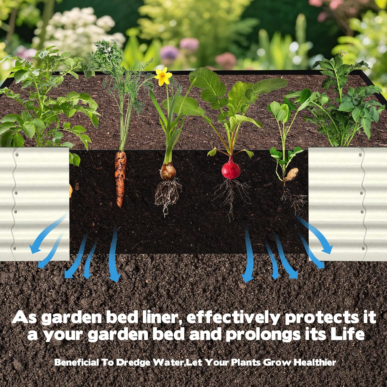 2 Sets Raised Garden Bed Liner Bag, 4 x 2 x 1 ft Breathable Grow Bed Fabric Liners with Clips Gloves, Garden Grow Bed