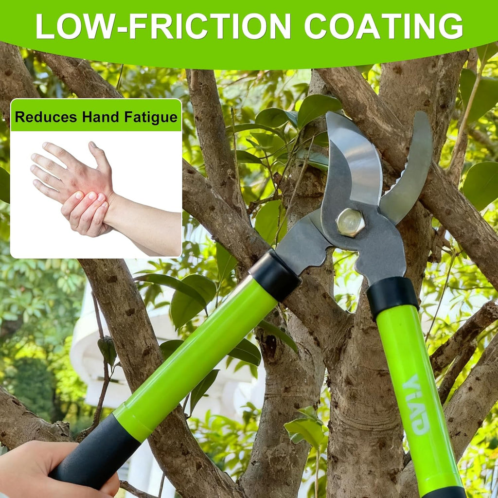 2Pcs Garden Shears Set, High Carbon Steel Pruning Loppers | Bypass Pruners for Tree Trimming, Lightweight Lawn Clippers