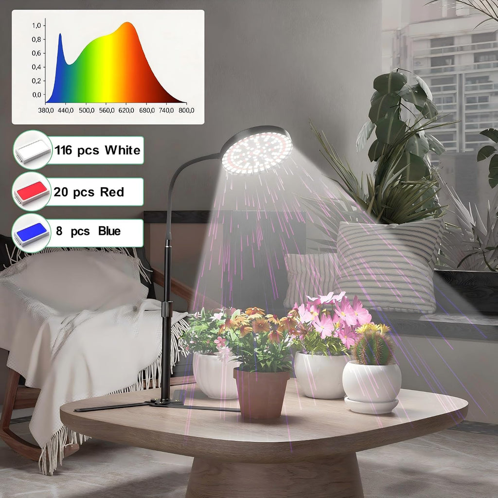 Grow Light for Plants Indoor Growing,Height 10-32'' with Dimming & Timer | 6000K Full Spectrum Plant Growing Lamp with