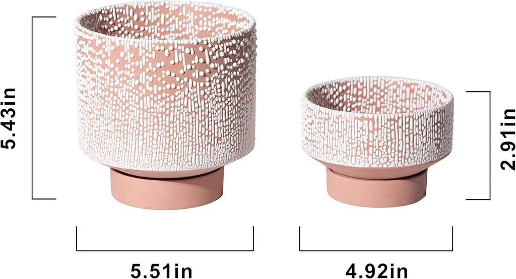 UBEE Planter Ceramic Flower Pot for Indoor Plants | 5.5 inch + 4.9 inch Plant Pot with Saucer and Drainage Hole for
