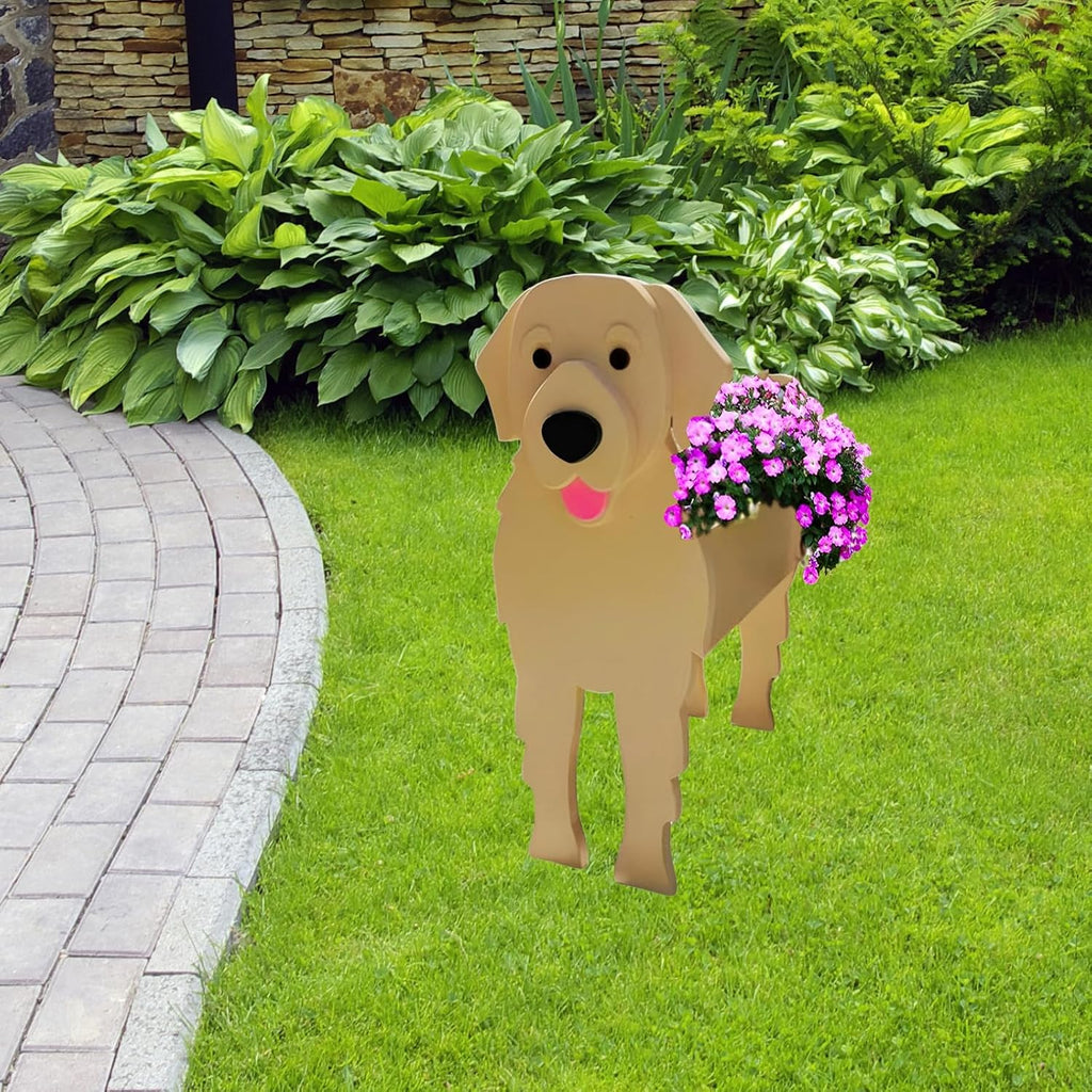 Golden Retriever Dog Planter Pots, Animal Shaped Flower Pot | Large Cute Plant Gift for Women and Pet Lovers, Indoor