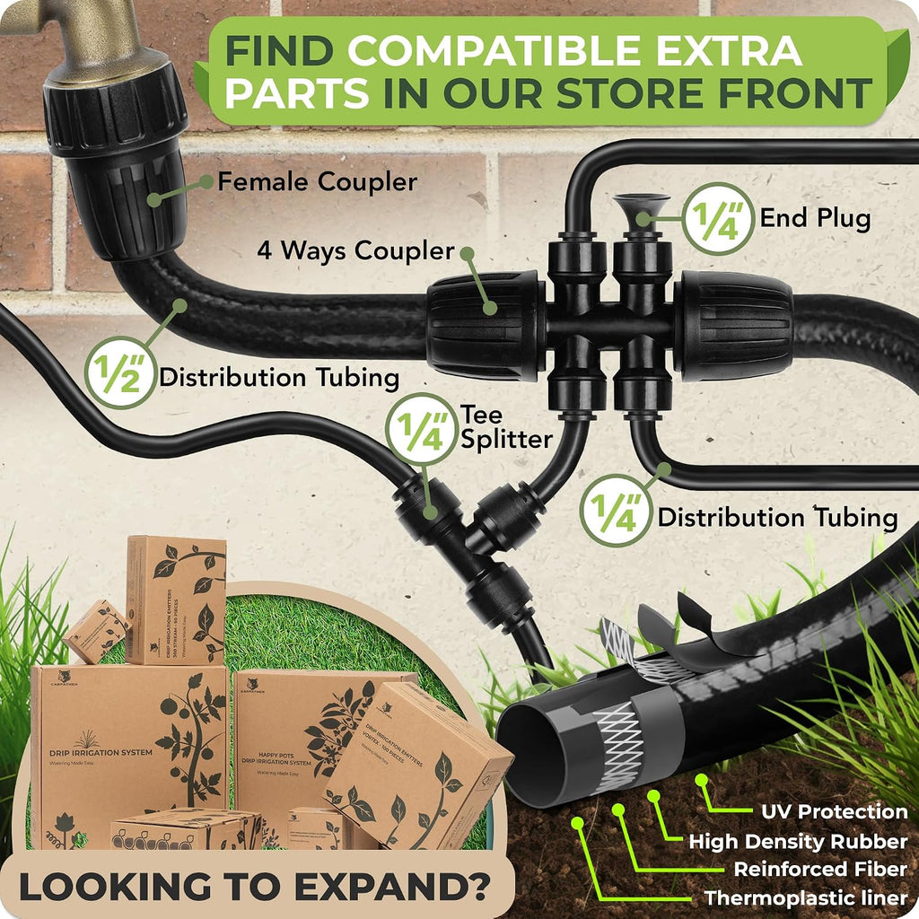 1/4" Quick Connect Irrigation Emitters Vortex Sprinker, 30 pcs | For Drip Irrigation System Kit, 360 Degree Adjustable