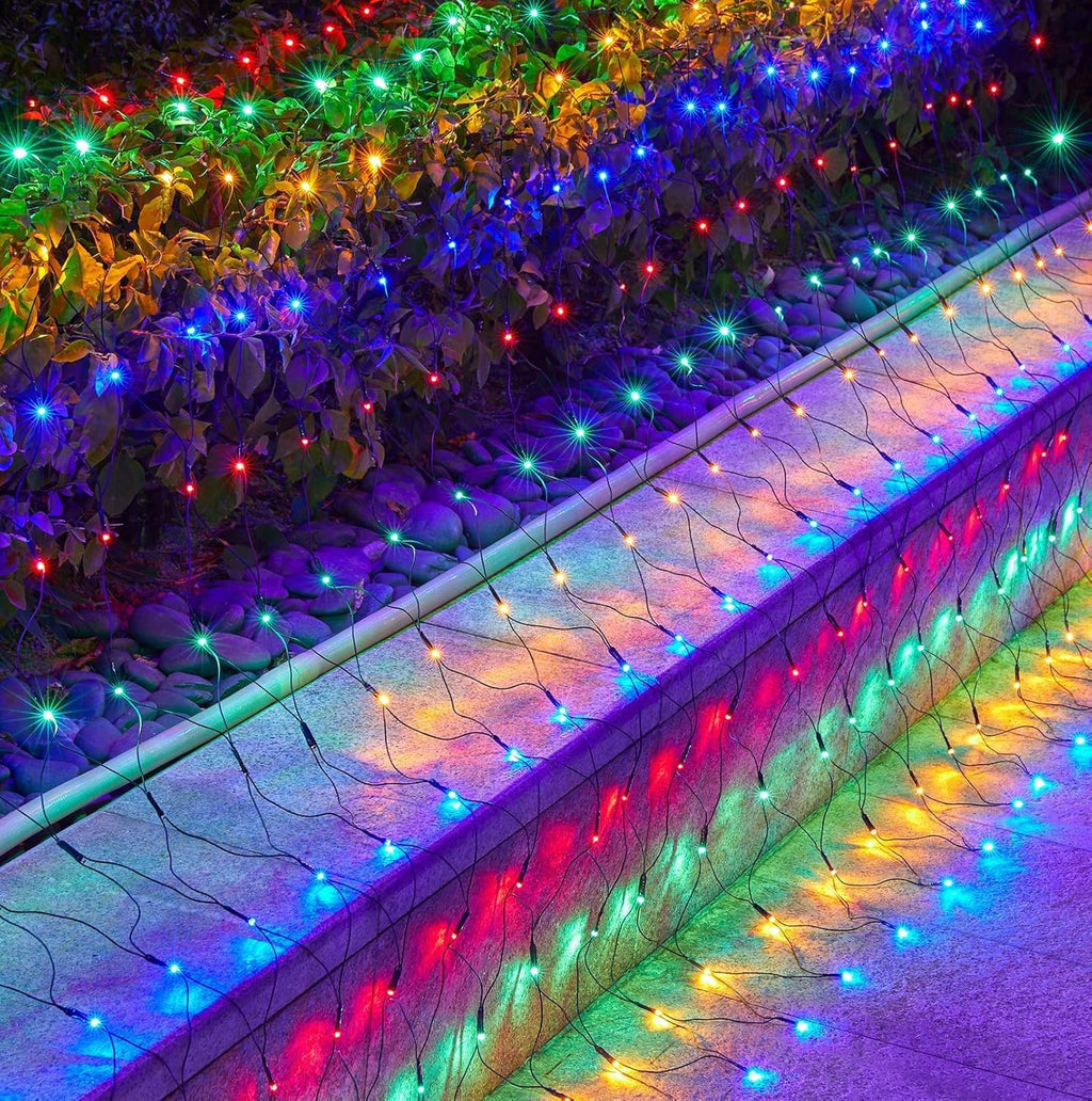 2 Pack 12×5FT 360 LED Christmas Net Lights Outdoor Mesh Lights Waterproof