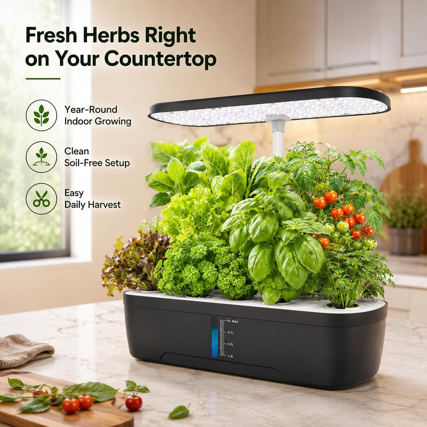 Hydroponics Growing System Kit 12 Pods Indoor Herb Garden with Grow Light | Hydrophonic Planter with Automatic Timer