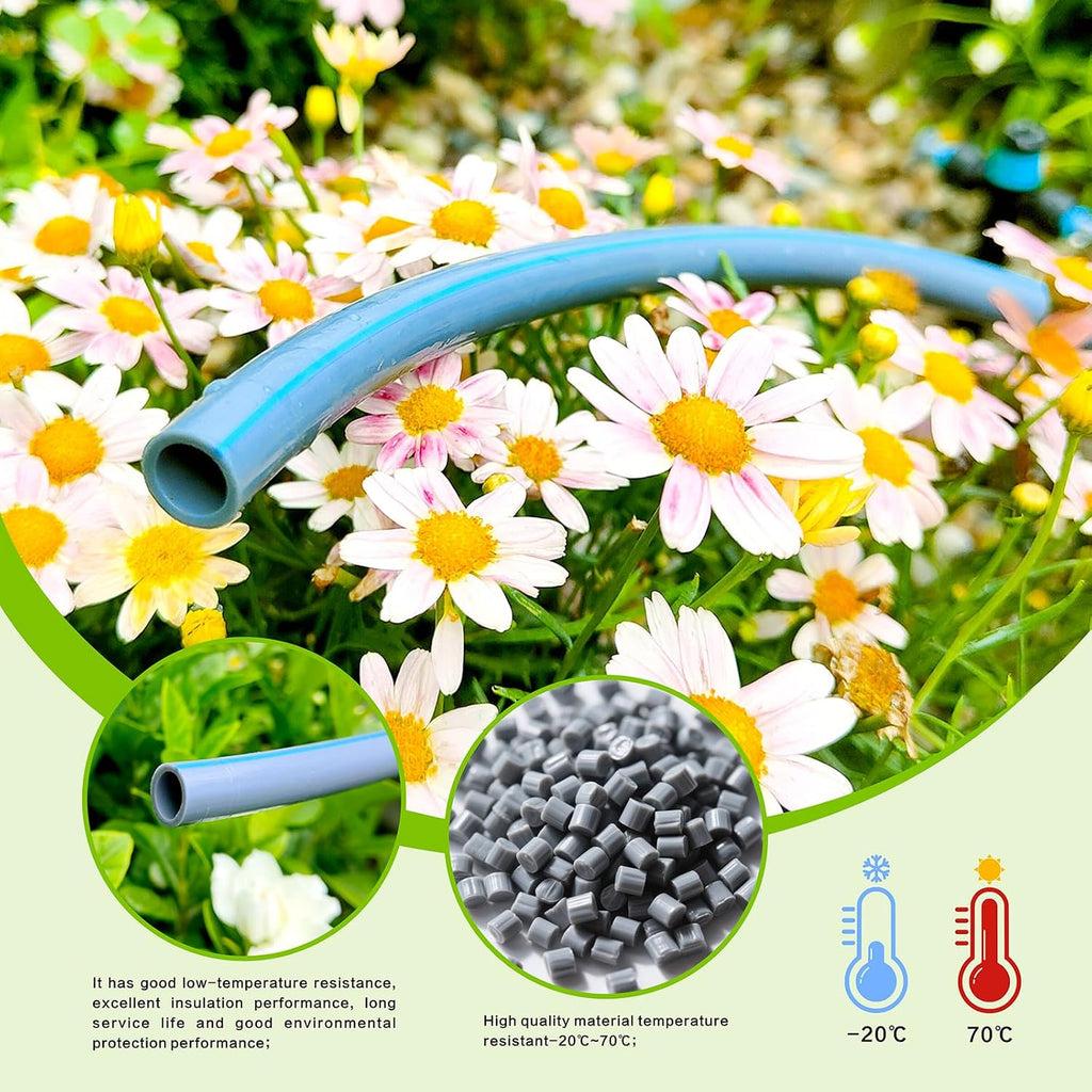 Drip Irrigation System 98ft, Fast Connect Automatic Irrigation Kit with 12mm, 6mm Blank Distribution Tubing and
