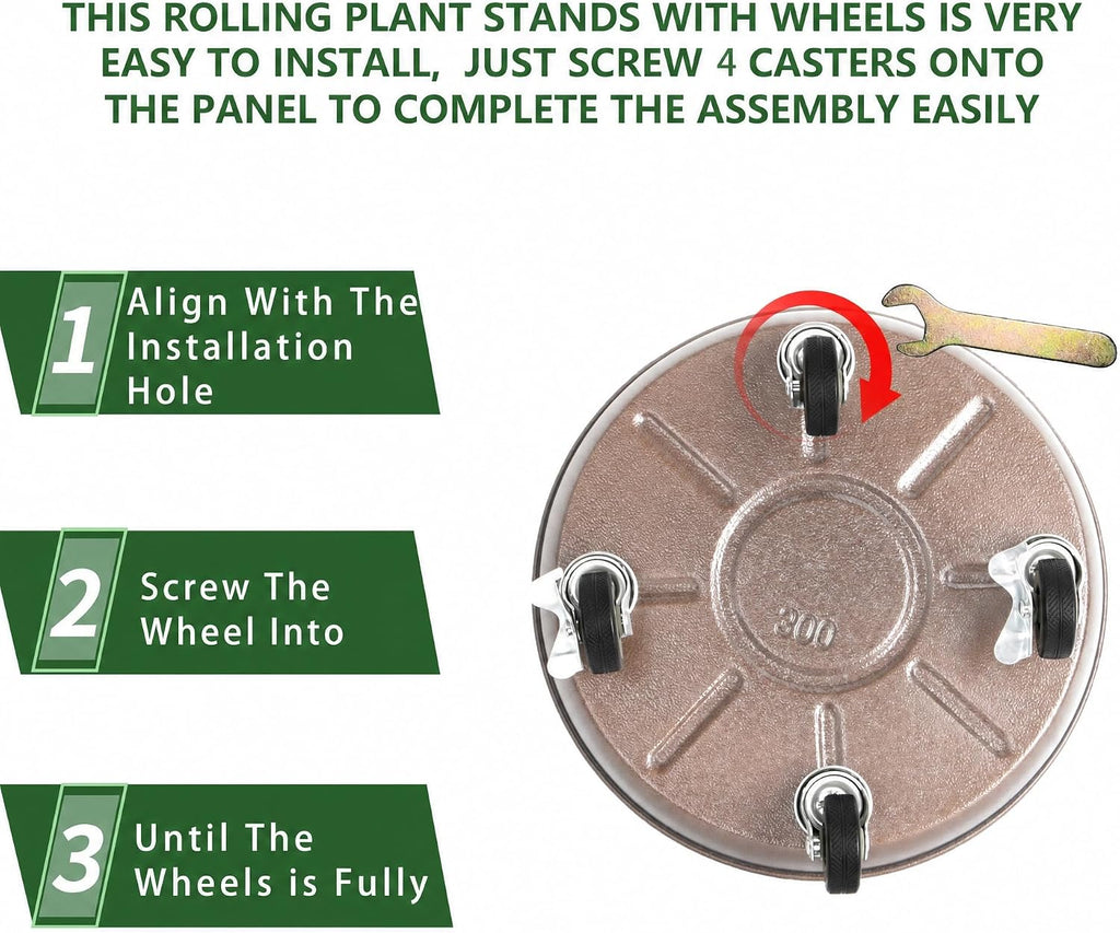3 Pack Metal Heavy Duty Plant Caddy With Wheels 12 Inch, Round Plant Caddy Suitable For Outdoor and Indoor Mobile