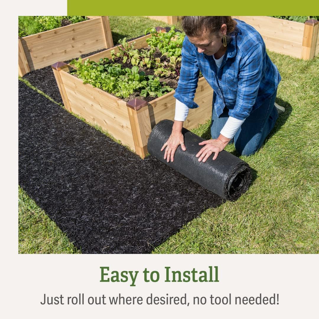 Gardener's Supply Company 100% Recycled Rubber Walkway- 8' x 2' (2 Pack) | Natural Looking Permanent Mulch Solution