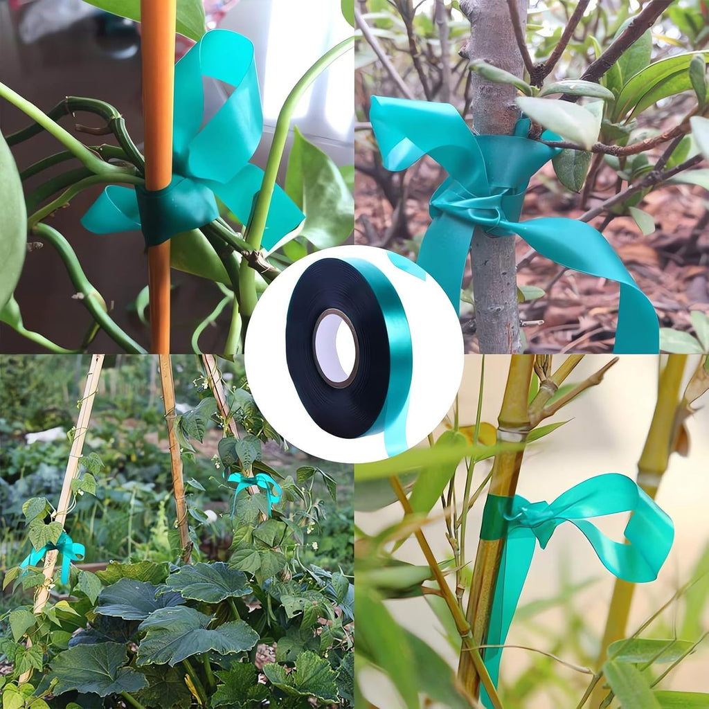 24 Rolls 150 Feet Stretch Tie Tape 0.5 Inch Garden Tie Tape Thick Plant Ribbon Garden Green Vinyl Stake for Indoor