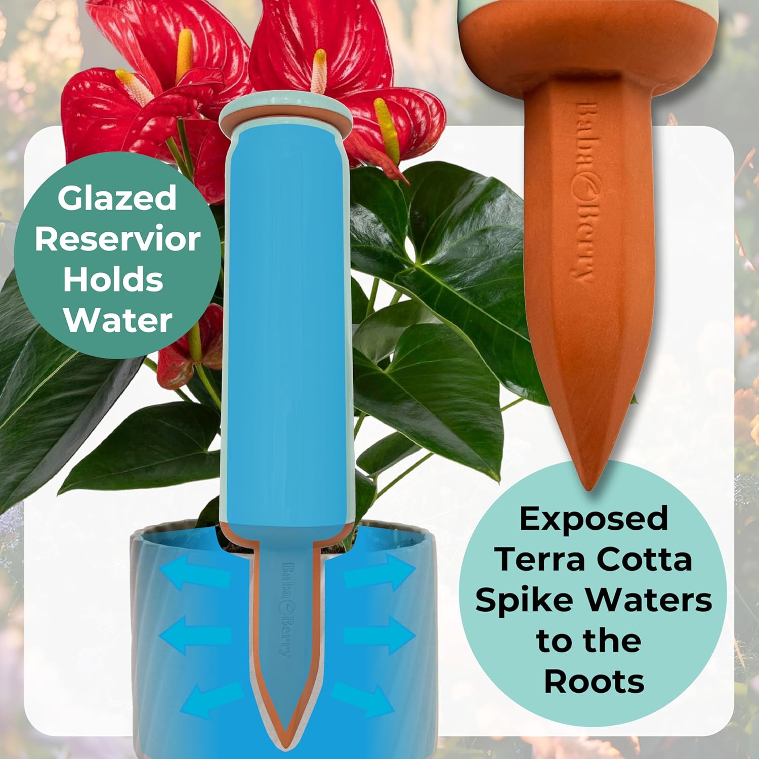 Terracotta Watering Spikes 2 Pack 17.5oz Capacity Plant Watering Devices Self Watering Spikes Large Plant Watering