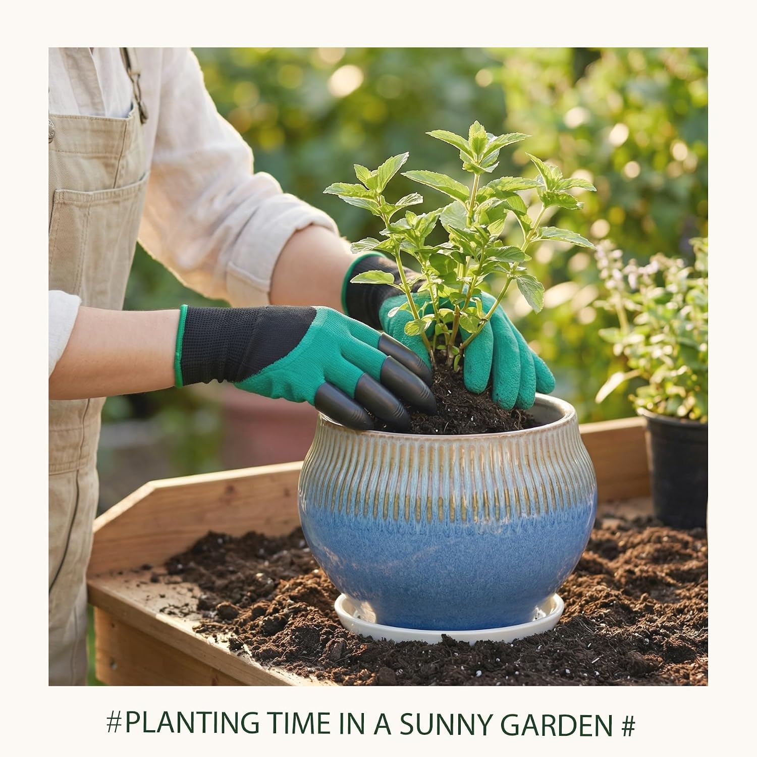 8.3 Inch Modern Ceramic Plant Pot with Drainage Hole and Mesh Net, Indoor Outdoor Planter with Saucer & Gardening
