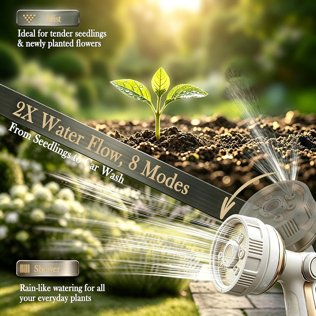 Garden Hose Nozzle Heavy Duty Metal Water Hose Sprayer | Heavy Duty Metal Spray Nozzle With Thumb Control.