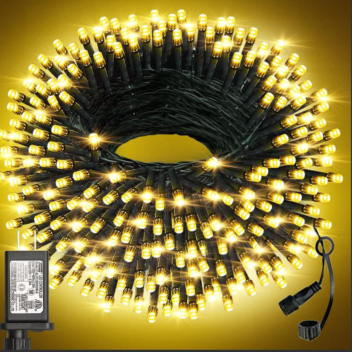 HAILI XMGQ 105FT 300 LED Christmas Lights Outdoor Waterproof (Warm White)