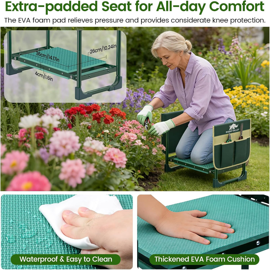 Garden Kneeler and Seat Foldable Gardening Stool Foldable Gardening Bench | Heavy Duty 2 in 2 Gardening Stool with Tool