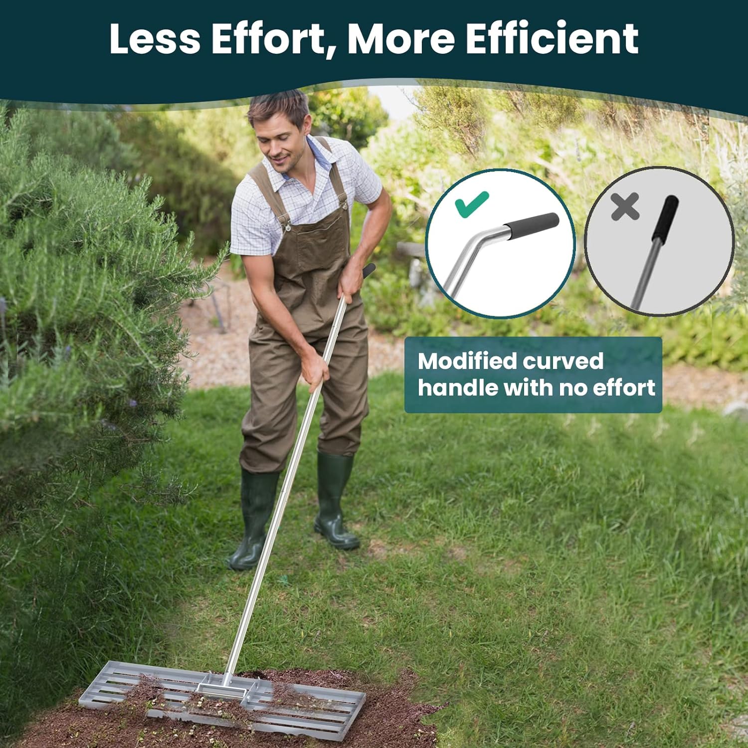Lawn Leveling Rake 35x10 inch, (Professional-Grade) Lawn Leveler Tool with Stainless Steel Handle Rakes for Lawns Heavy