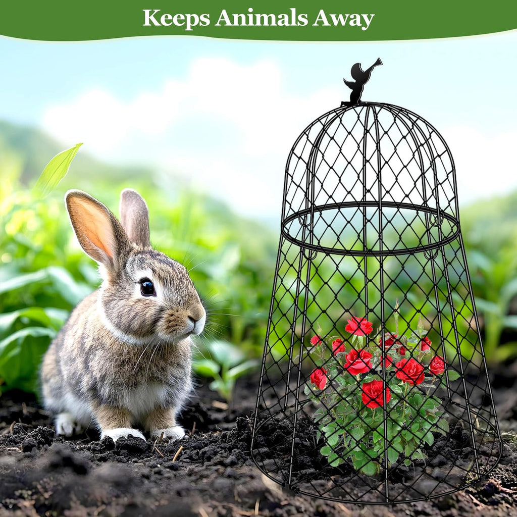6 Pack Plant Protectors from Animals, Garden Cloches for Plants, Rustproof Chicken Wire Cloche Plant Cages to Keep
