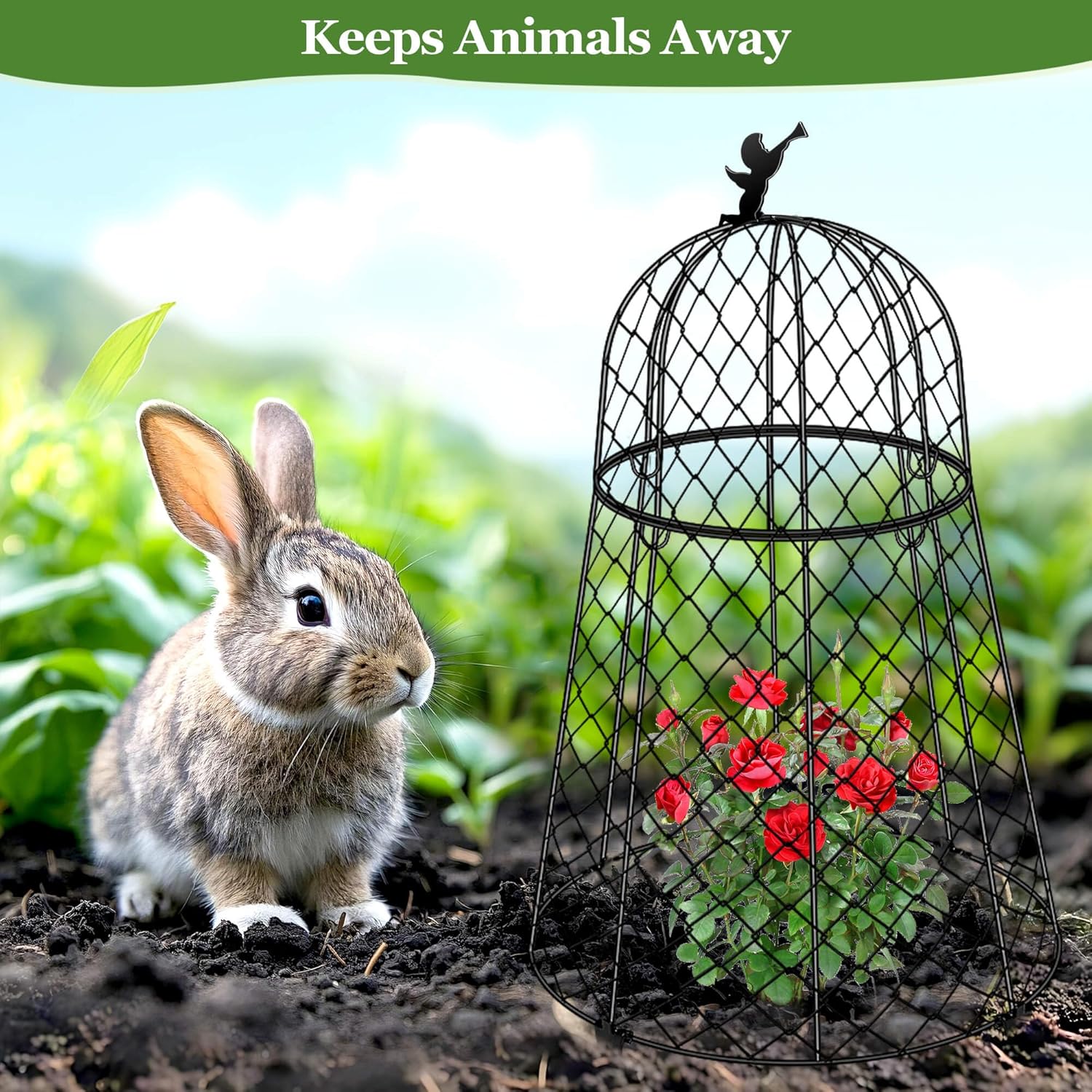 6 Pack Plant Protectors from Animals, Garden Cloches for Plants, Rustproof Chicken Wire Cloche Plant Cages to Keep