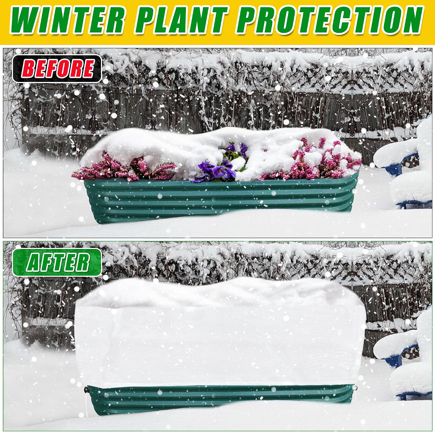Frost Cloth Plant Freeze Protection, Plant Covers for Raised Garden Beds | 2 PCS, 4x2 FT Raised Bed Covers for Winter