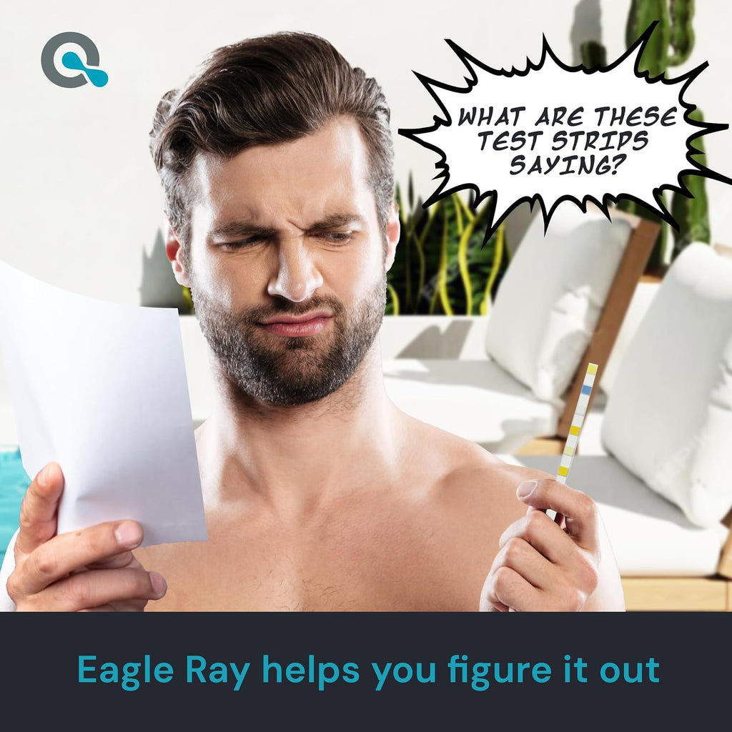 AquaDoc Eagle Ray Digital Water Test Kit for Pool & Spa with 30 Test Strips | Includes a Digital Water Tester and Hot