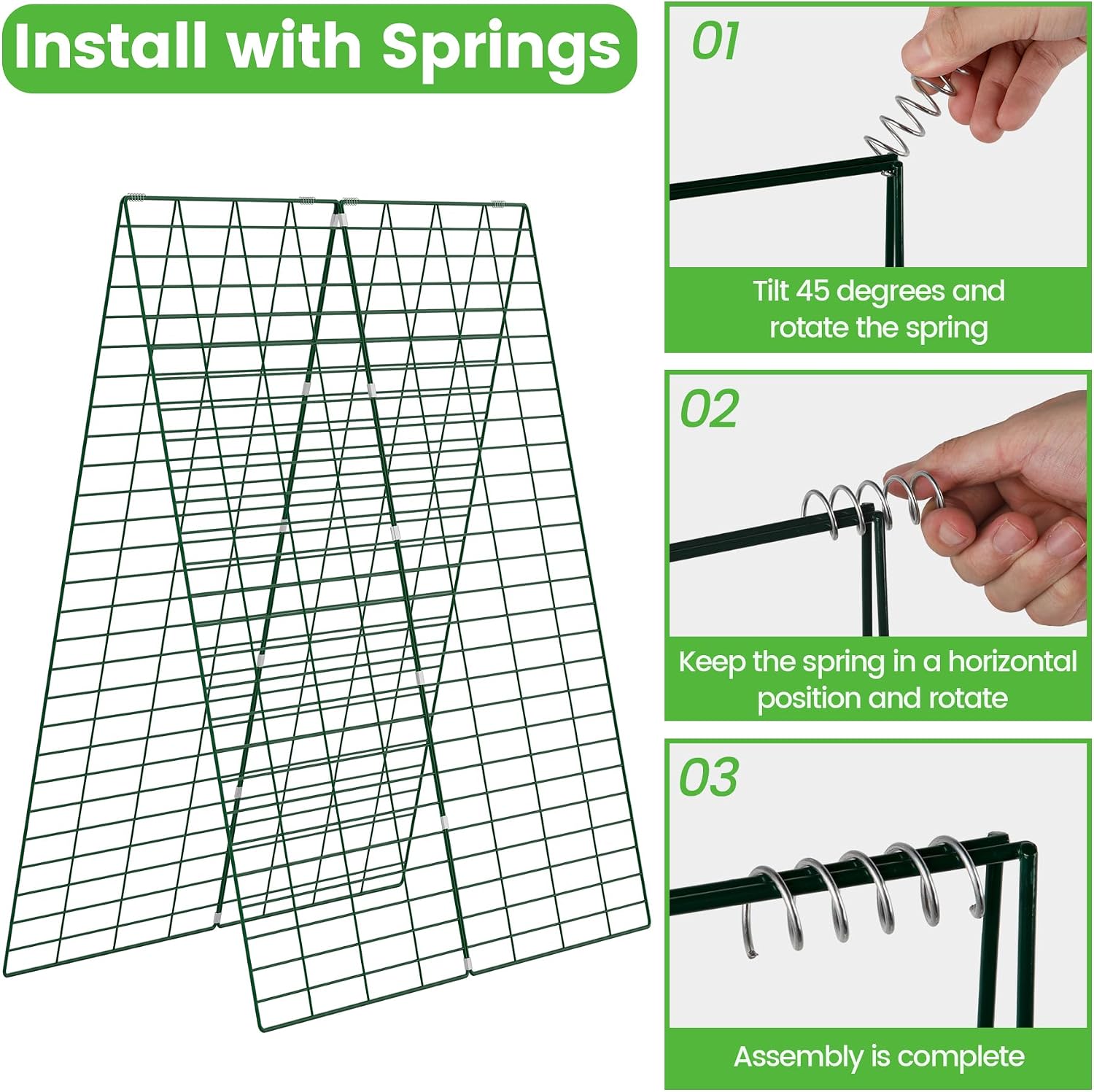 Foldable Cucumber Trellis 48" L x 34" W | A-Frame Trellis, Climbing Plants Support Raised Bed Trellis with Twist Ties &