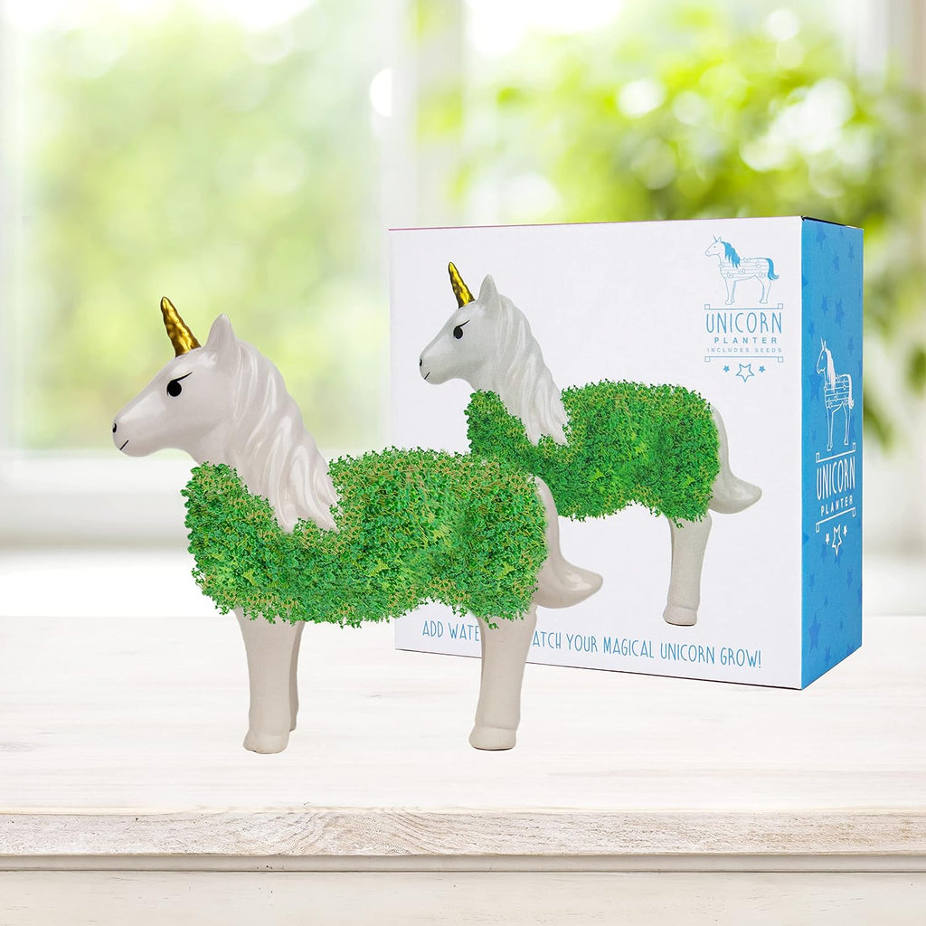 Gift Republic Unicorn Shaped Chia Planter. Desktop Magical Unicorn Chia Animal. Fun Grow Kit Gift Idea