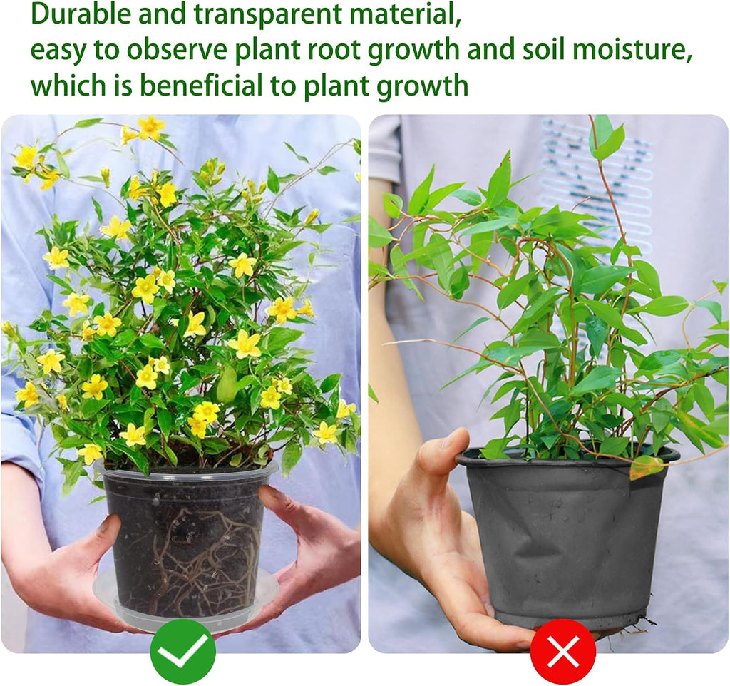 30 Pack 3/4/5/6/7 Inch Clear Nursery Pots with Drainage and 30 Pack Plant Saucers, Plant Pots for Plants Transparent
