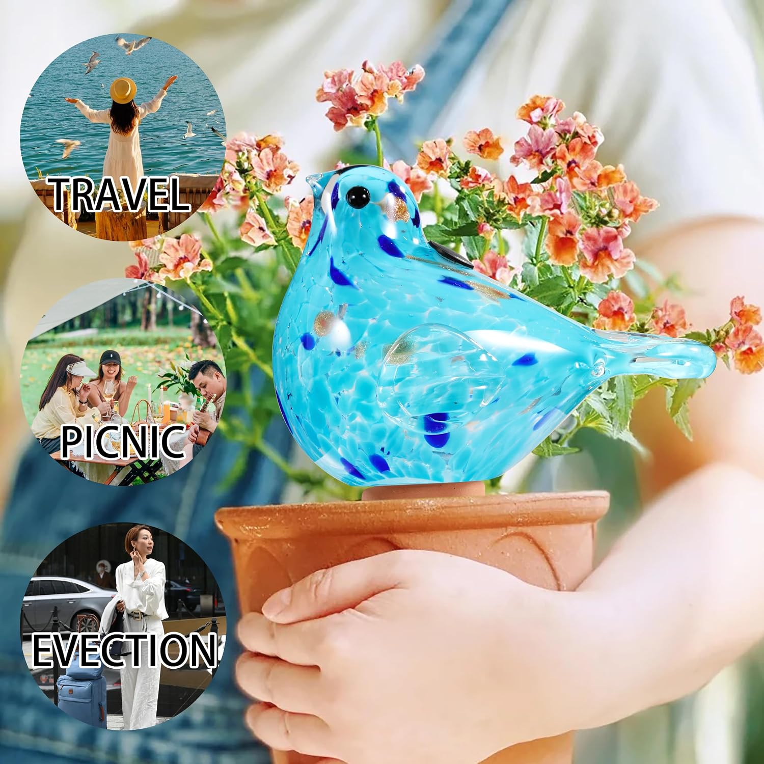 Glass Bird Shaped Plant Watering Ball Glass Automatic Watering Ball Flower Pot Insertion Spike Drip Irrigation Device