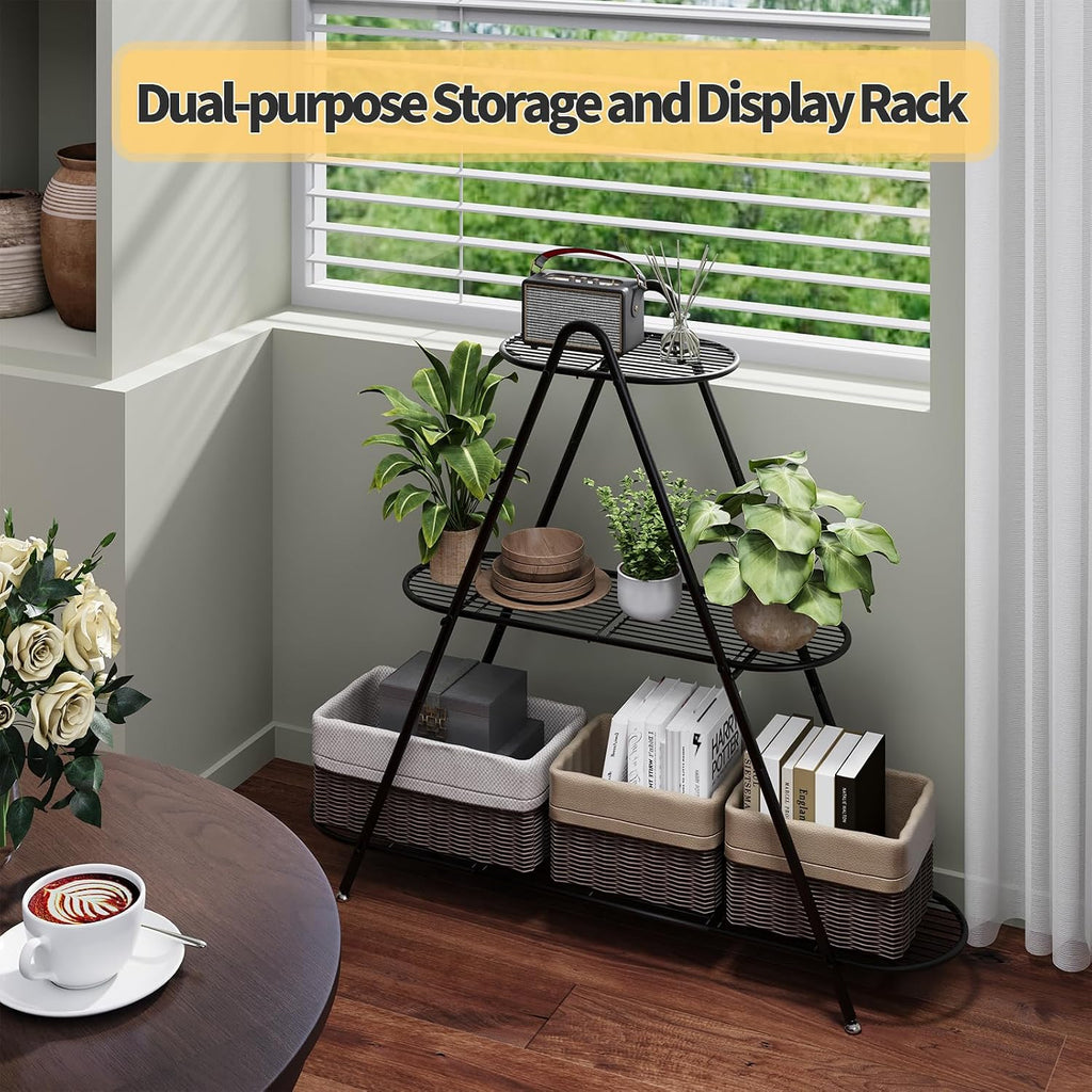 Plant Stand for Patio, 3-Tier Metal Plant Shelf–Indoor/Outdoor Display Rack for Multiple Pots, Heavy Duty Plants