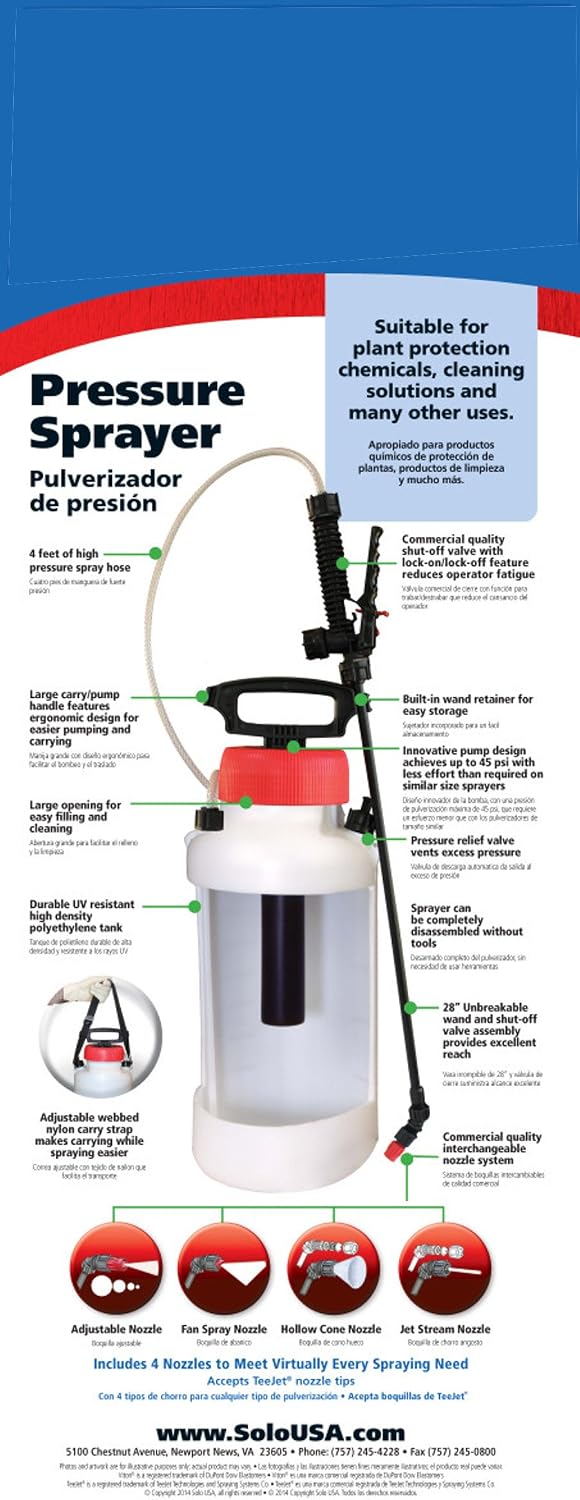 SOLO 454 1.5-Gallon Handheld Sprayer with Viton® Seals in Key Locations. Viton® Seals Resist Harsh Chemicals. Designed
