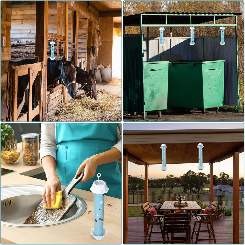 12 Pcs Sticky Fly Trap Fly Stick Indoor Outdoor Long Lasting Adhesive Fly Catcher with Hanging Hook for Wasps Gnats