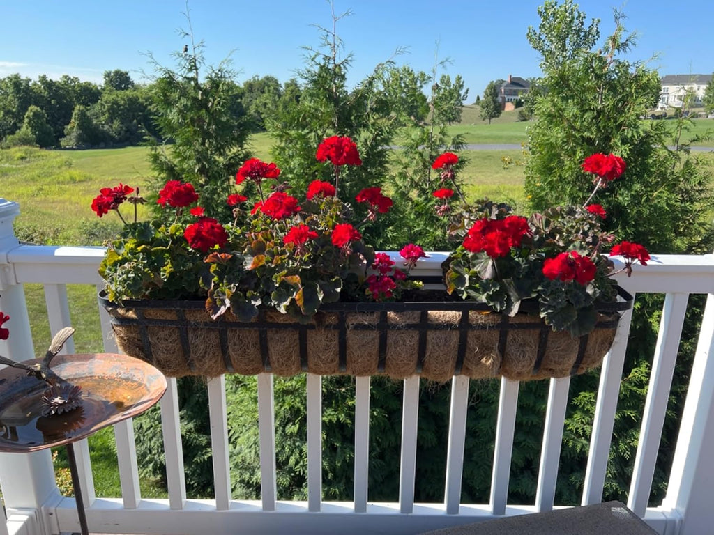 36 Inch Window Box Planters 2 Pack with Coco Liners, Rustproof Metal Hanging Flower Boxes for Outdoor Railing, Fence