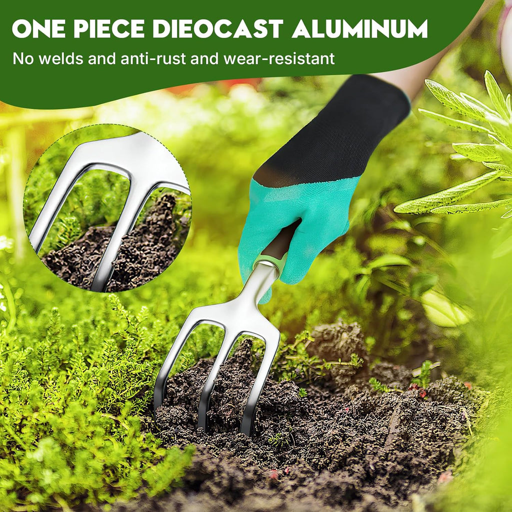 Heavy Duty Gardening Set, Featuring 9 Piece Durable Tools with Comfortable Non Slip Ergonomic Rubber Grips and A Large