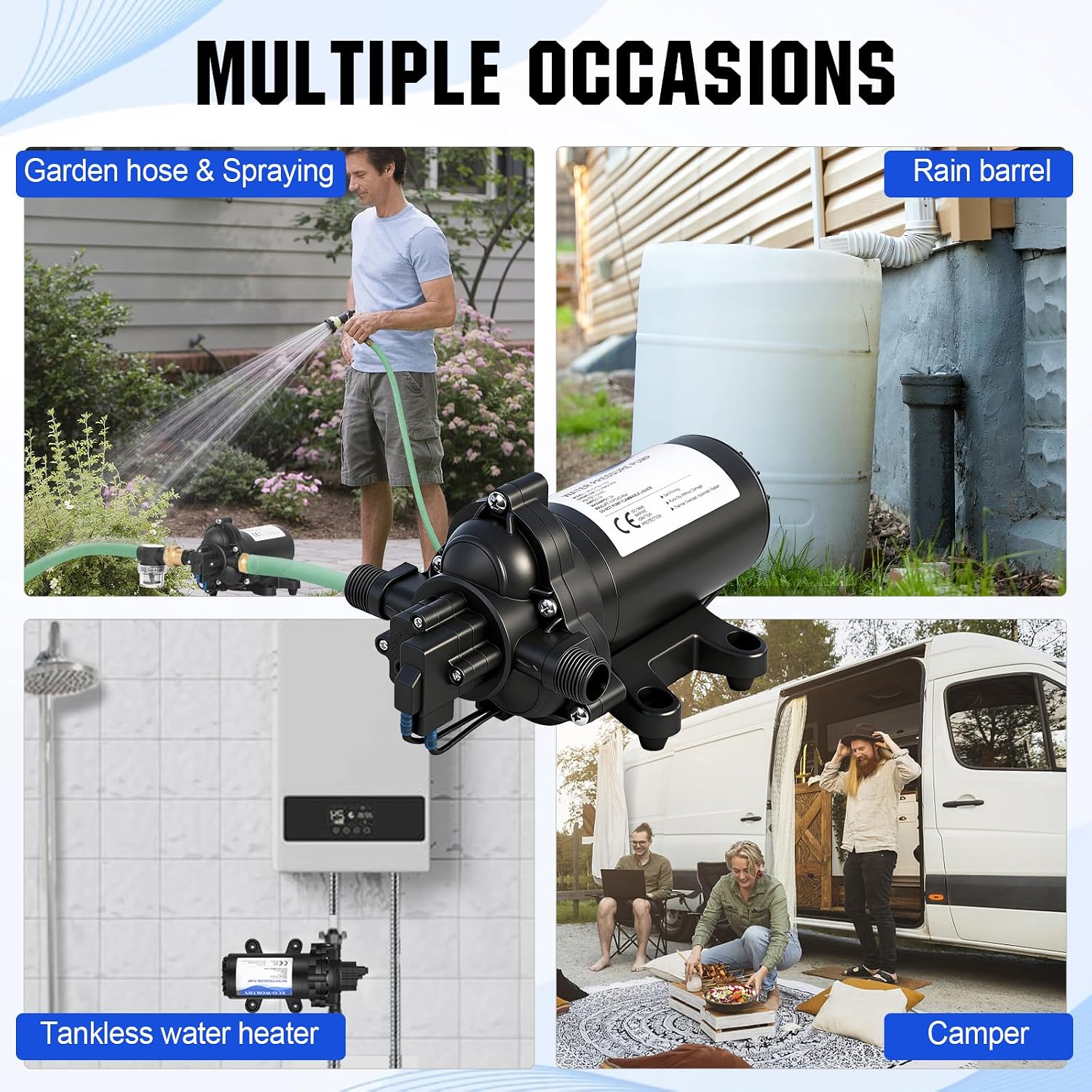ECO-WORTHY 33-Series Industrial Water Pressure Pump 110V AC 4.0GPM 50PSI RV Fresh Water Diaphragm Pump include Garden