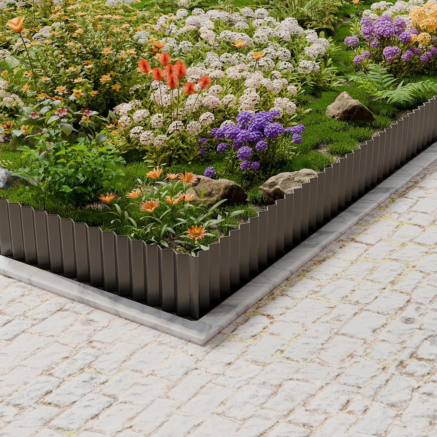 Corrugated Metal Garden Edging,6" x 80' Sturdy Lawn Edging Brooder,Landscape Edging Border for Lawn, Flower Bed,Garden