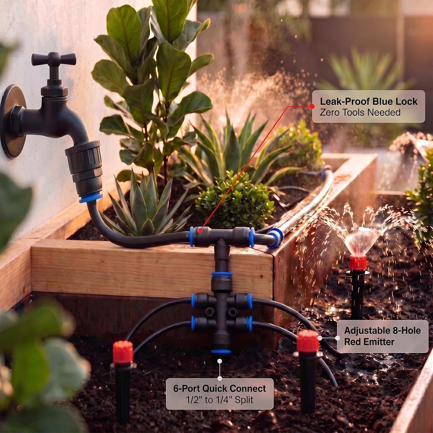 Drip Irrigation Kit – 230FT Automatic Garden Watering System with Quick-Connect 1/4" & 1/2" Fast-Lock Tubing