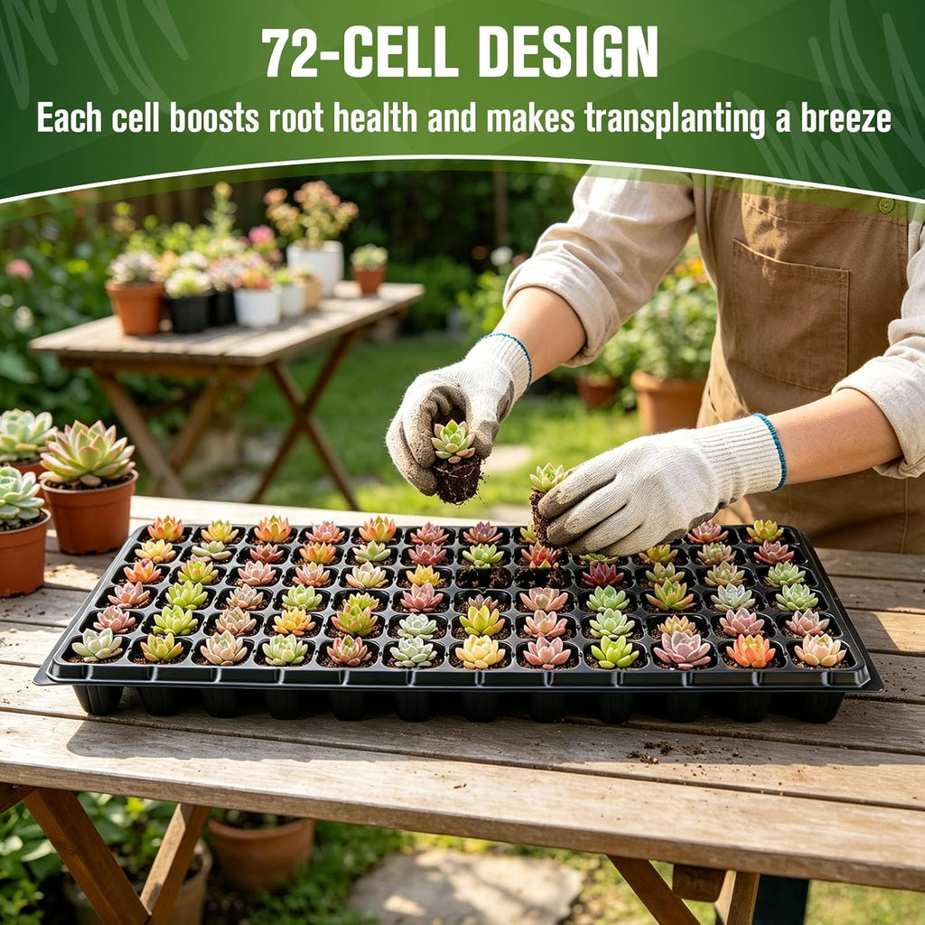 20 Pack Seed Starter Trays Heavy Duty Plastic Seedling Trays kit | Reusable 10Pcs 1020 Trays + 10Pcs 72 Cell Seed Trays