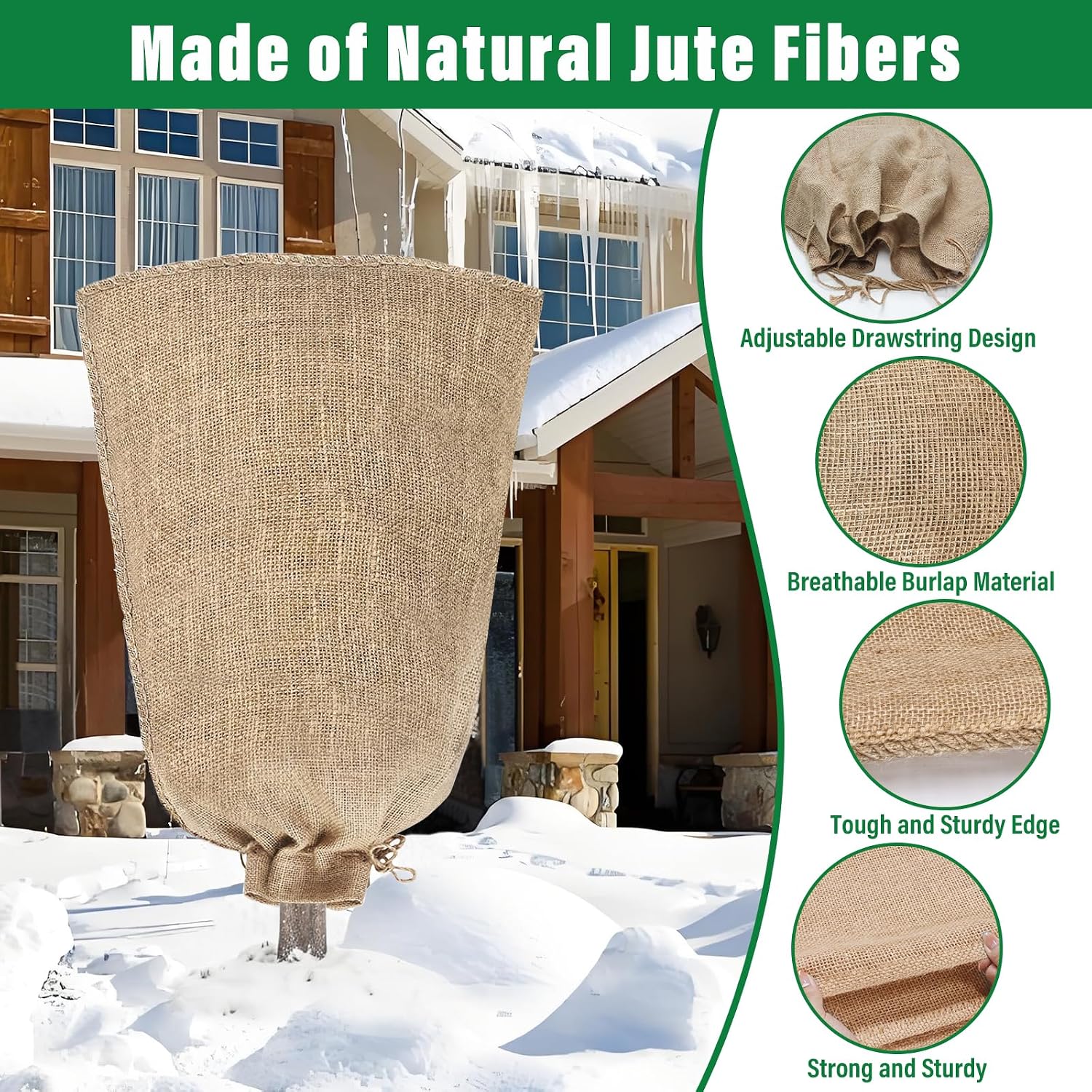 Riare 4 Packs 45 × 70 Inch Large Winter Plant Cover Bags with Drawstring