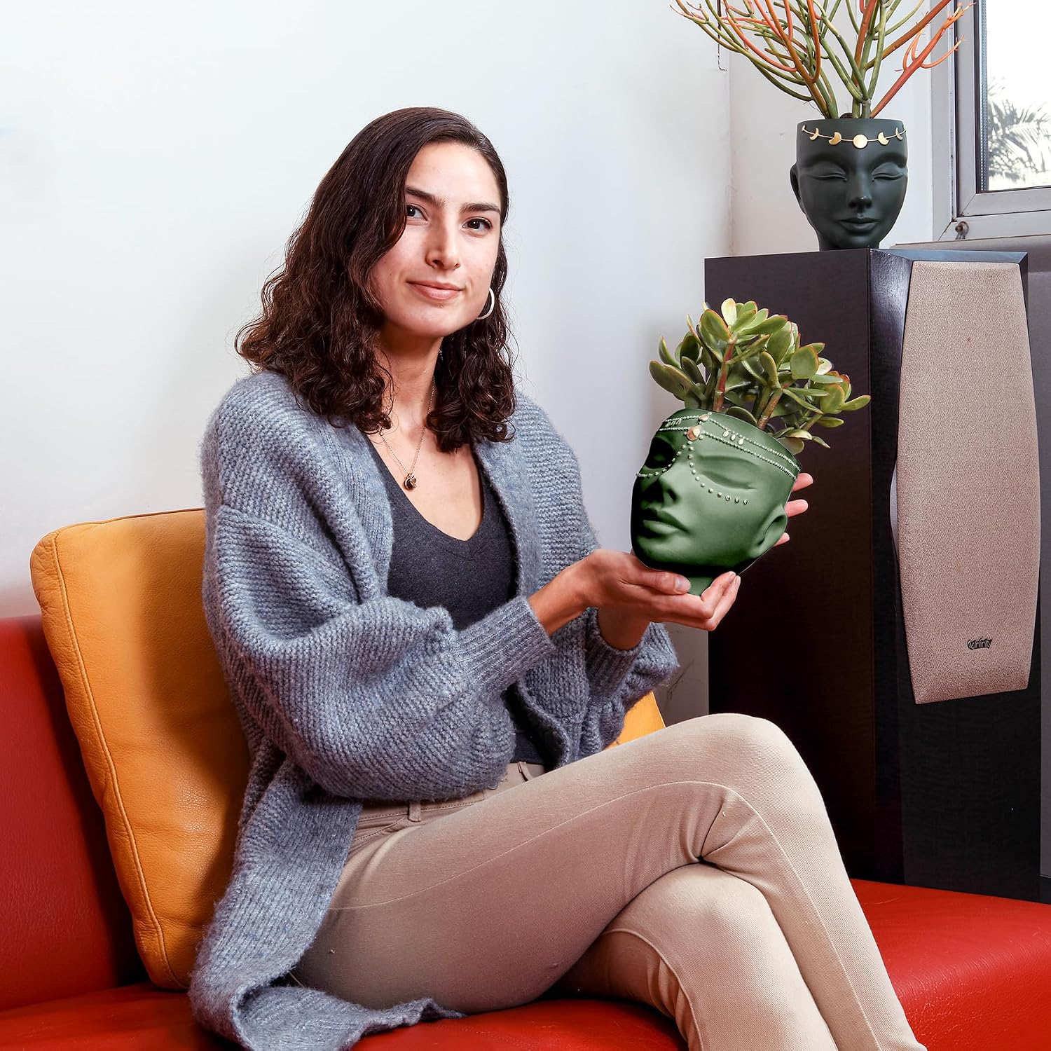 Head Planter - Indoor & Outdoor Home Decor Gifts for Plant Lovers - for Flat Surface or Wall Mount - Unique Face