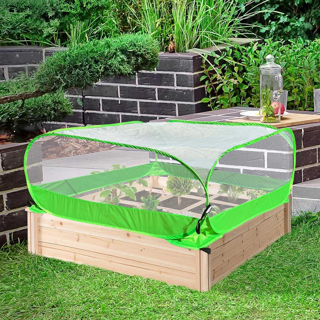 Pop Up Garden Mesh Plant Cover 2Pcs Outdoor Plant Protector Mesh Plant Enclosure Raised Bed Garden Bird and Pest