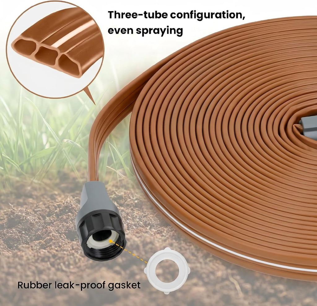 Sprinkler Hose with Holes 50 FT, Flat Sprinkler Soaker Hoses for Garden | 2-in-1 Sprinkler and Soaker Hose, Drip