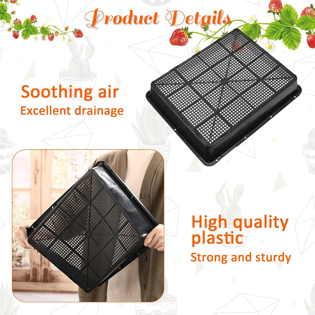 Aoriher 10 Set/20 pcs Mesh Bottom Trays and Trays mat, Soil Blocking Trays Seed Starting Trays Plastic Seedling Starter