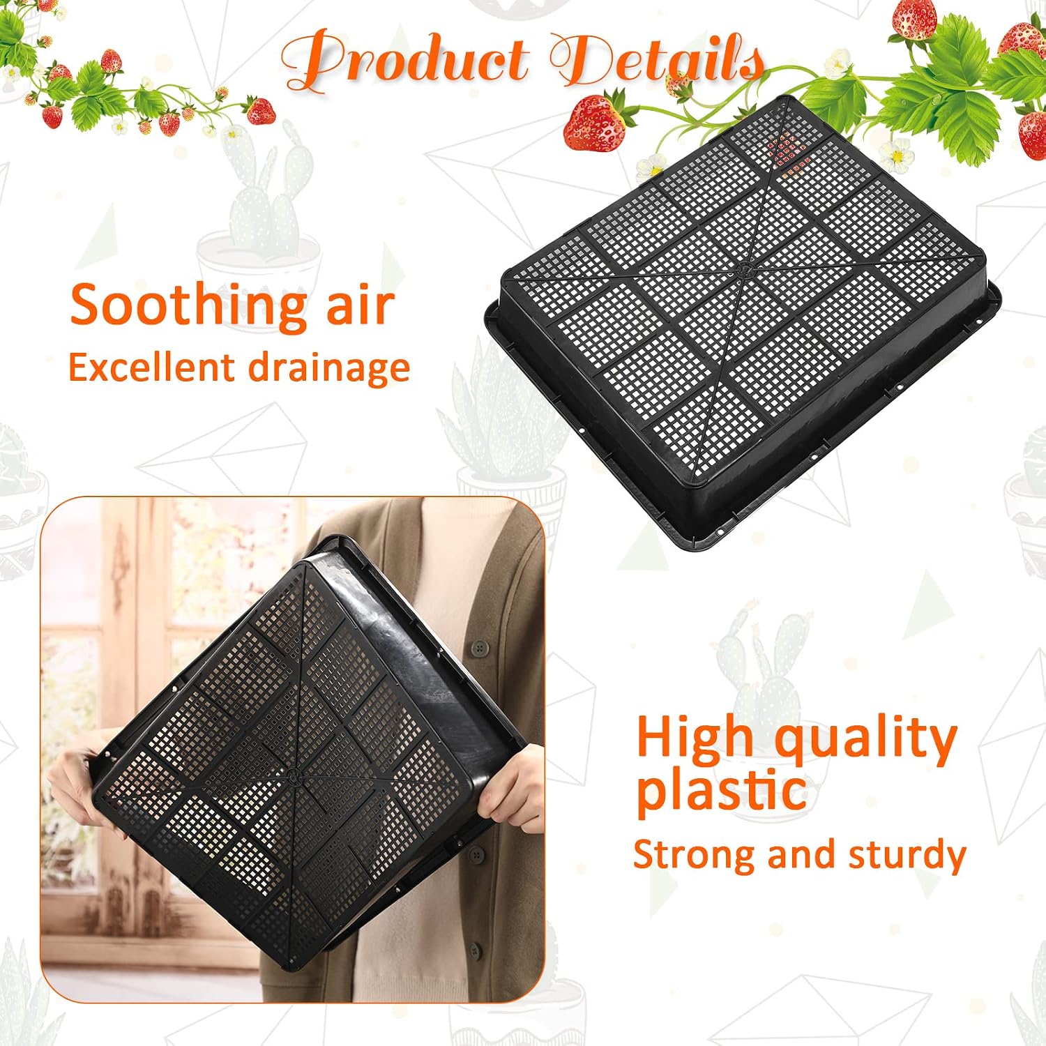Aoriher 10 Set/20 pcs Mesh Bottom Trays and Trays mat, Soil Blocking Trays Seed Starting Trays Plastic Seedling Starter