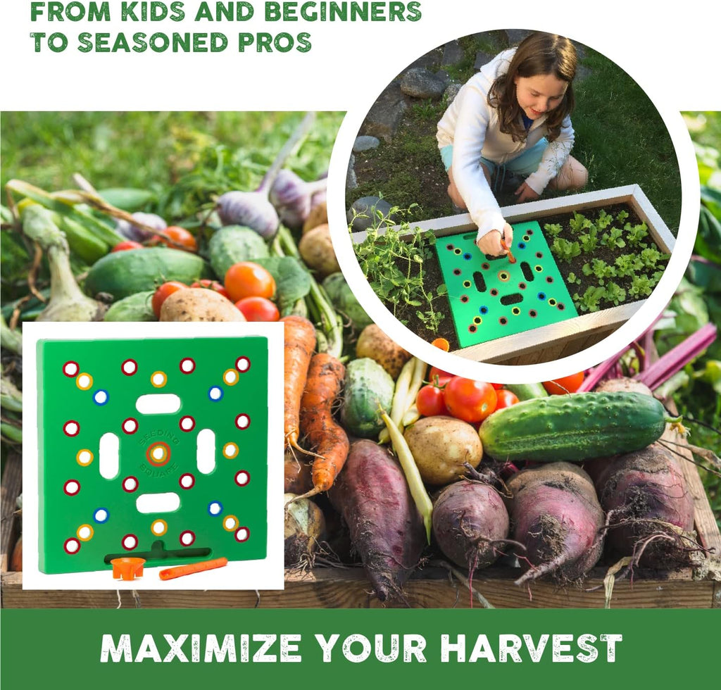 Planting Tool, Seed Planter for Square Foot Gardening Kit | Patented Seedling Spacer Tool | Colour-Coded Spacing